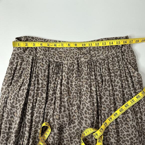 Wrap London Skirt Womens 10 Beige Animal Print Zip Layered Flowy Viscose Midi - Picture 10 of 14